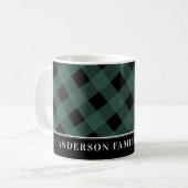 Schattigee Tartan Hunter Green Plaid Custom Family Koffiemok (Voorkant links)