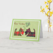 Schattigee Tartan Scottie Dogs Verjaardag/Notitiek Kaart (Gele Bloem)