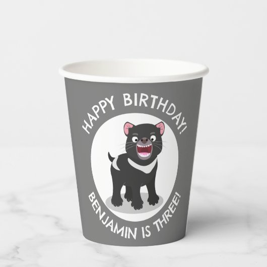 Schattigee Tasmaanse duivel gepersonaliseerde cart Papieren Bekers (Achterkant)