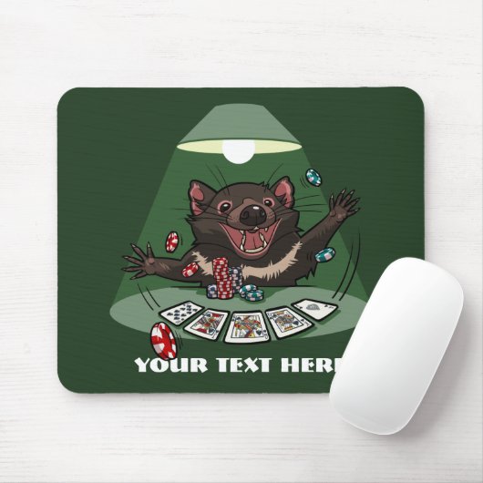 Schattigee Tasmanian Devil Royal Flush Poker Carto Muismat (Met muis)