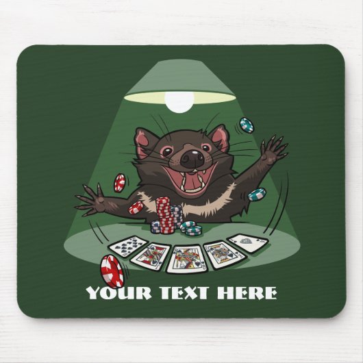 Schattigee Tasmanian Devil Royal Flush Poker Carto Muismat (Voorkant)