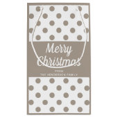Schattigee Taupe Polka Dots Vrolijk Kerstfeest Klein Cadeauzakje (Achterkant)