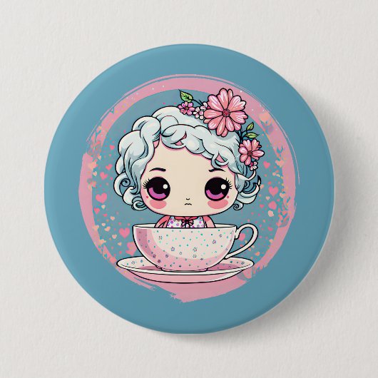 Schattigee Tea Cup Doll Button (Voorkant)