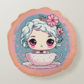 Schattigee Tea Cup Doll Ronde Kussen (Achterkant)