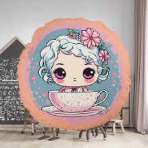 Schattigee Tea Cup Doll Ronde Kussen