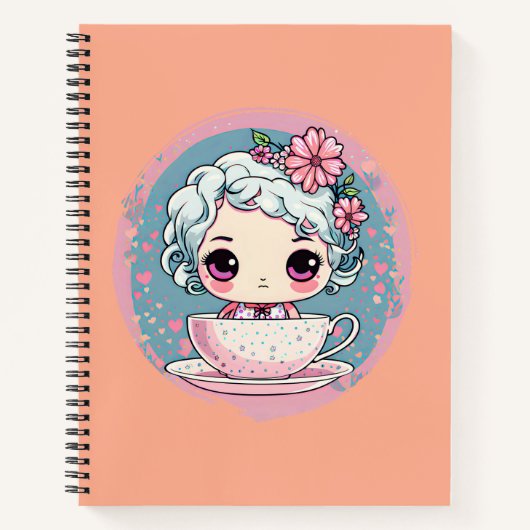 Schattigee Tea Cup Doll Spiral Notitieboek (Voorkant)
