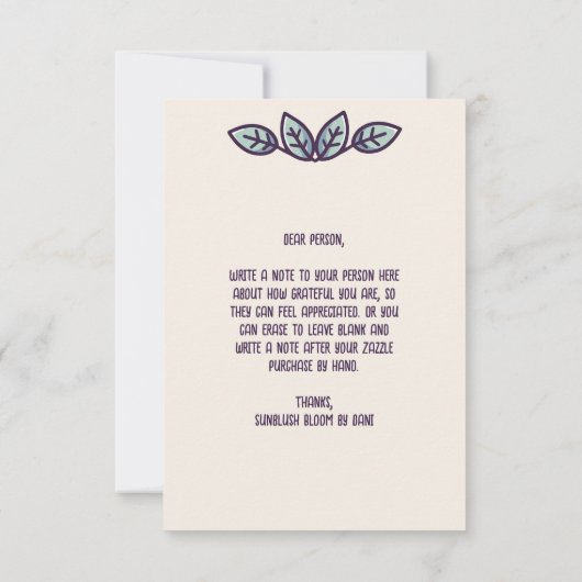 Schattigee Tea Lover's Dankbaarheid Bedankkaart (Achterkant)