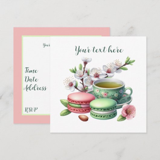 Schattigee Tea Party koekjes Kaart (Voorkant / Achterkant)