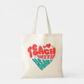 Schattigee Teach met Hart Rood Blauw Typografie Ca Tote Bag (Achterkant)