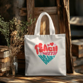 Schattigee Teach met Hart Rood Blauw Typografie Ca Tote Bag