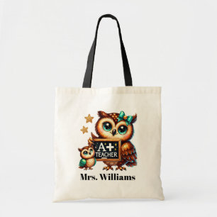 Schattigee Teacher Award voeg naam uil toe Tote Bag