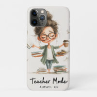 Schattigee Teacher Cartoon met "Teacher Mode Alway