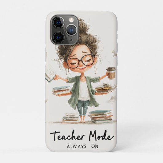 Schattigee Teacher Cartoon met "Teacher Mode Alway Case-Mate iPhone Case (Achterkant)