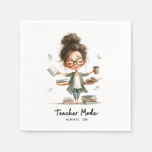 Schattigee Teacher Cartoon met "Teacher Mode Alway Servet