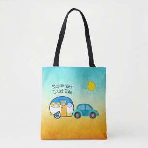 Schattigee Teardrop Camper gepersonaliseerde roadt Tote Bag