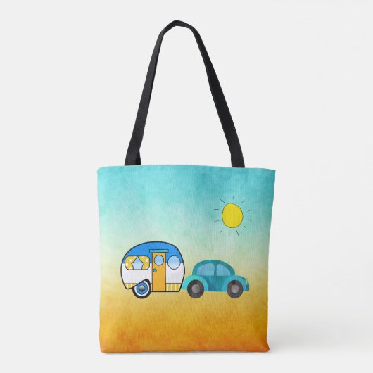 Schattigee Teardrop Camper gepersonaliseerde roadt Tote Bag (Achterkant)