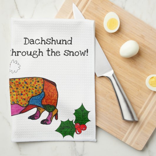 Schattigee teckel door de sneeuwkeukenhanddoek theedoek (Quarter Fold)