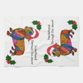 Schattigee teckel door de sneeuwkeukenhanddoek theedoek (Horizontaal)