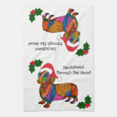 Schattigee teckel door de sneeuwkeukenhanddoek theedoek (Verticaal)