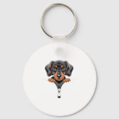 Schattigee teckel gluren uit rits illustratie sleutelhanger (Voorkant)