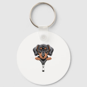 Schattigee teckel gluren uit rits illustratie sleutelhanger