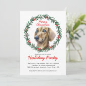 Schattigee Teckel Greenery Krans Kerstfeest Kaart (Staand voorkant)