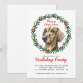 Schattigee Teckel Greenery Krans Kerstfeest Kaart (Voorkant / Achterkant)