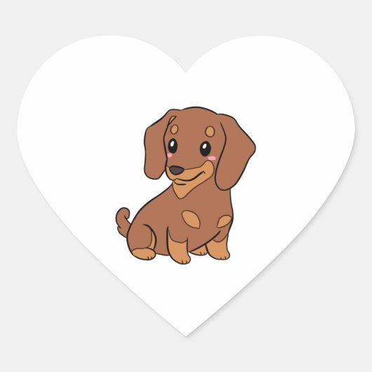 Schattigee teckel hond illustratie hart sticker (Voorkant)