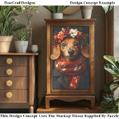 Schattigee teckel hond in feestelijke sjaal ED9R D Tissuepapier