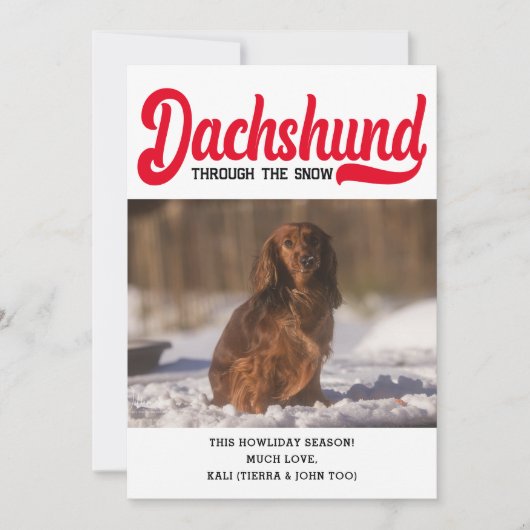 Schattigee Teckel Hond Kerst Afbeelding Custom Fot Feestdagenkaart (Voorkant)