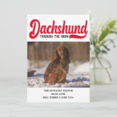 Schattigee Teckel Hond Kerst Afbeelding Custom Fot Feestdagenkaart (Staand voorkant)
