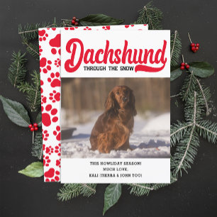 Schattigee Teckel Hond Kerst Afbeelding Custom Fot Feestdagenkaart