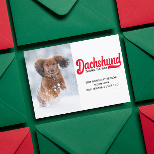 Schattigee Teckel Hond Kerst Afbeelding Custom Fot Feestdagenkaart