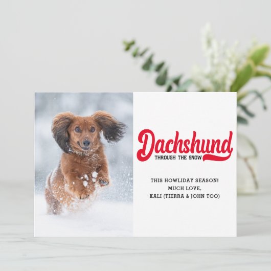 Schattigee Teckel Hond Kerst Afbeelding Custom Fot Feestdagenkaart (Staand voorkant)