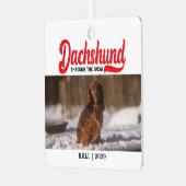 Schattigee Teckel Hond Kerst Afbeelding Custom Fot Metalen Ornament (Voorkant links)