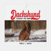 Schattigee Teckel Hond Kerst Afbeelding Custom Fot Metalen Ornament (Achterkant)