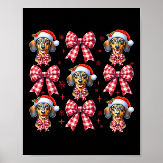 Schattigee Teckel Hond Red Plaid Coquette Bow Chri Poster (Voorkant)