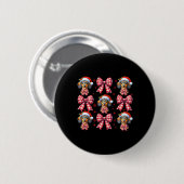 Schattigee Teckel Hond Red Plaid Coquette Bow Chri Ronde Button 5,7 Cm (Voorkant /achterkant)