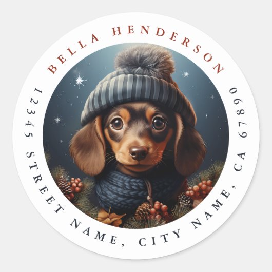 Schattigee Teckel Hond Ronde Stickers (Voorkant)