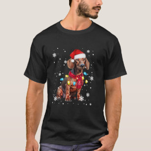 Schattigee teckel hond Santa Hat Christmas Cool T-shirt