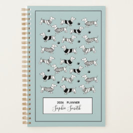 Schattigee Teckel honden, Blauw 2025 Planner
