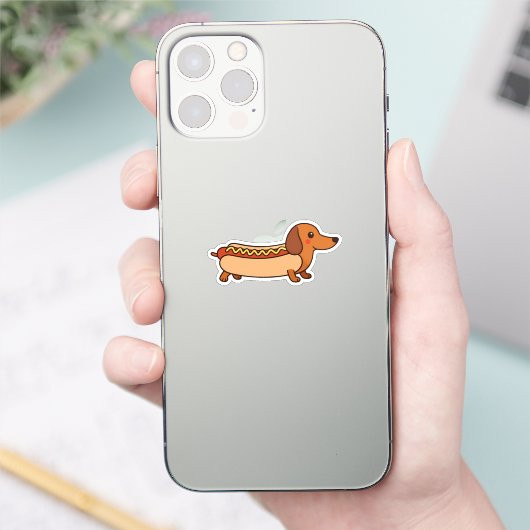 Schattigee teckel hotdog Sticker (Telefoon)