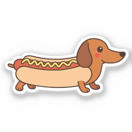Schattigee teckel hotdog Sticker (Voorkant)