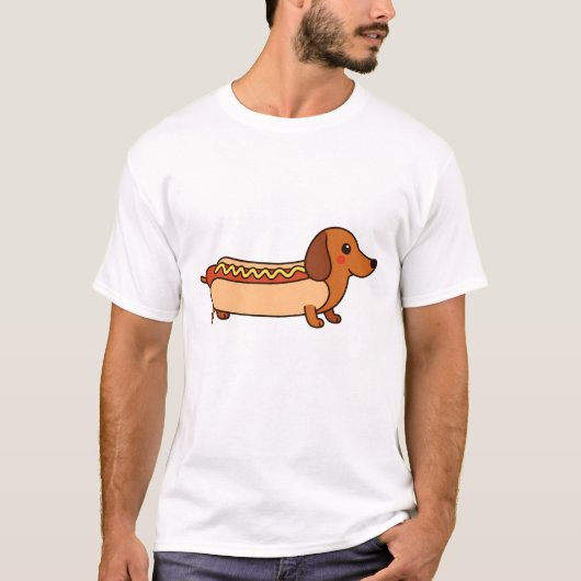 Schattigee teckel hotdog T-shirt (Voorkant)