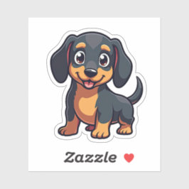 Schattigee Teckel, Kawaii Adventure, Klein Sticker