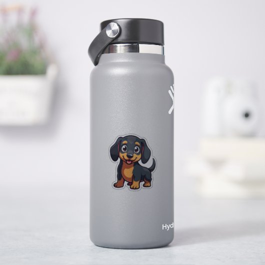 Schattigee Teckel, Kawaii Adventure, Klein Sticker (HydroFlask)