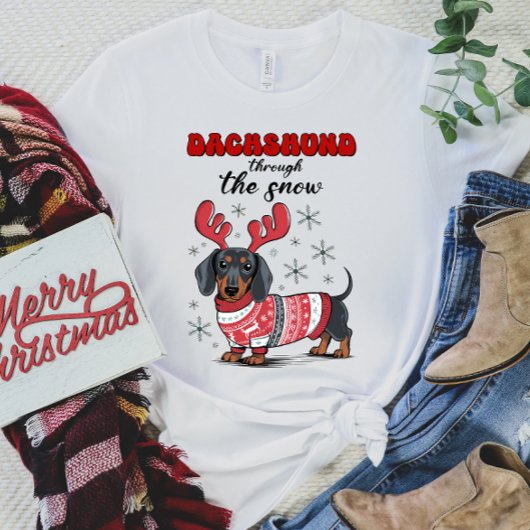 Schattigee Teckel Kerst Vrouwen Shirt