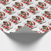Schattigee Teckel Kerstman Kerst Cadeaupapier (Hoek)