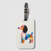 Schattigee Teckel Kleurenblok Bagagelabel (Voorkant (verticaal))