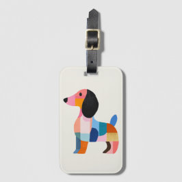 Schattigee Teckel Kleurenblok Bagagelabel